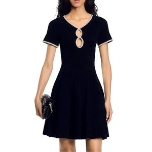 Megane Embellished Velvet Knit Dress